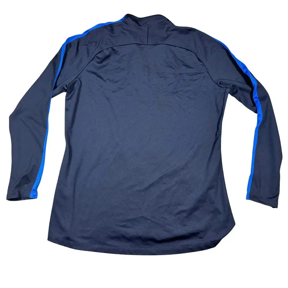 Nike Women's‎ Academy Dri-FIT Soccer Drill Quarter Zip Navy & Blue Shirt - Large